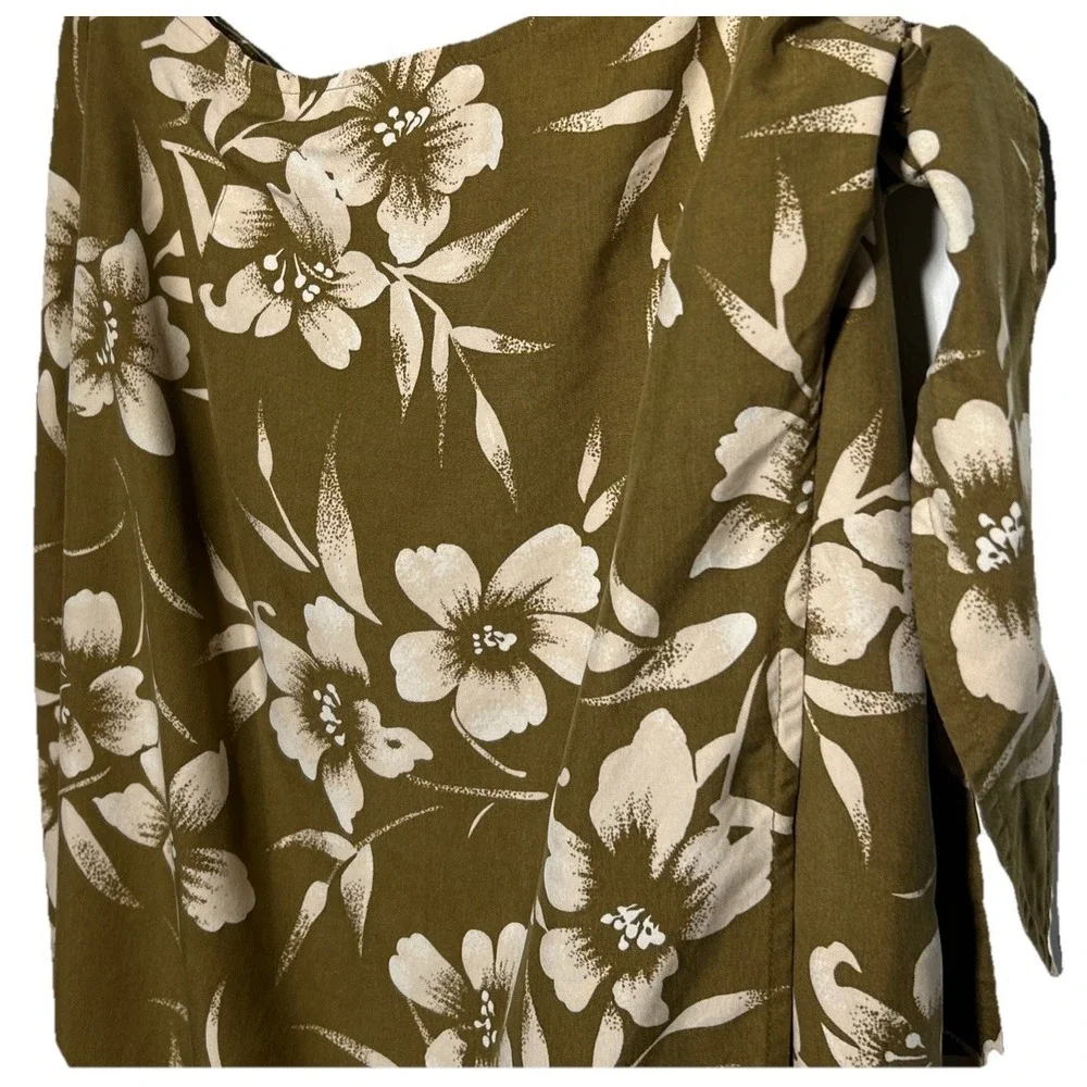Ann Taylor Silk‎ Wrap Skirt Green Floral Women's Size 2 EUC Vtg